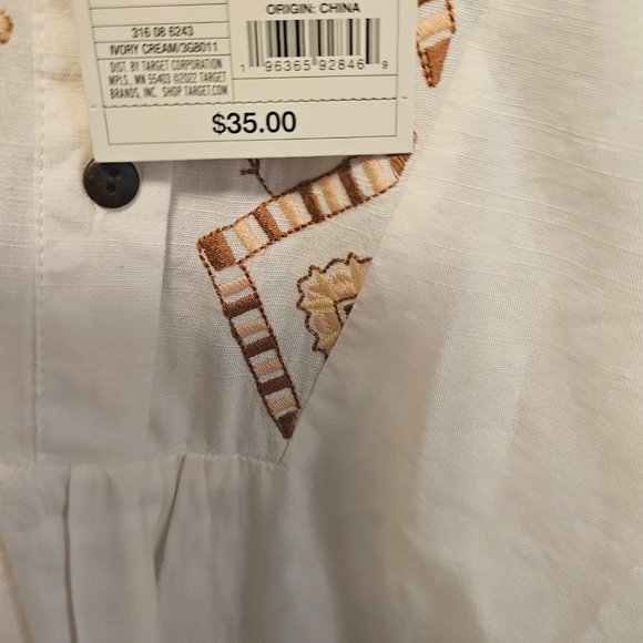 WOMENS BISHOP 3/4 SLEEVE EMBROIDERED BLOUSE- KNOX ROSE CREAM XL - Picture 4 of 6